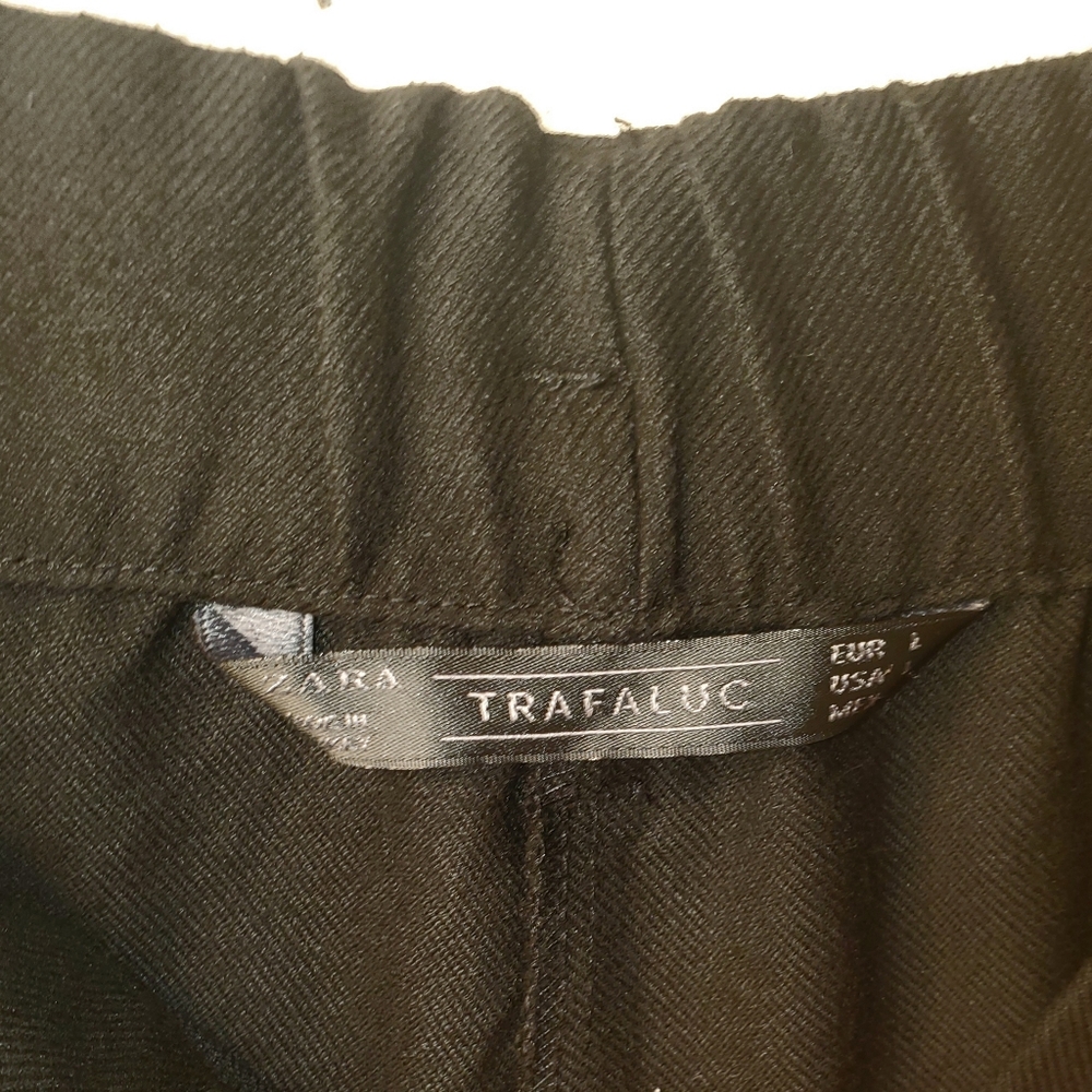 Zara Trafaluc Gaucho Pant With Pockets, Wide Leg Cropped Slacks in Black - Picture 7 of 8